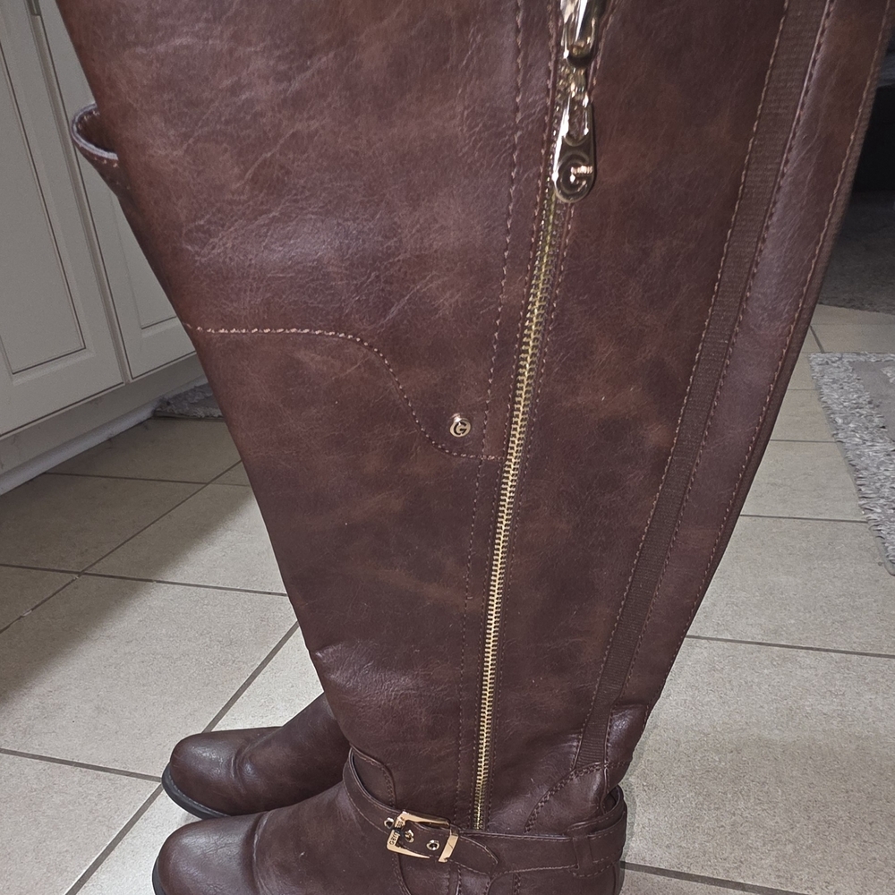 G by Guess Dark Brown Over the Knee Boots